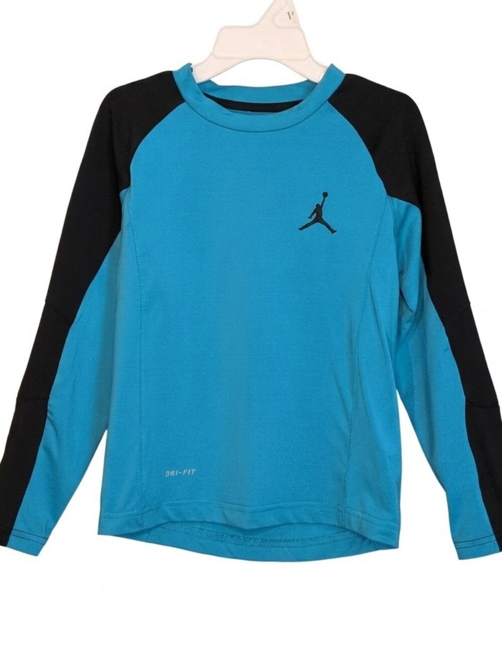 Nike Jordan Dri-FIT Long Sleeve Active Shirt Aqua Blue Black Boys Size 5